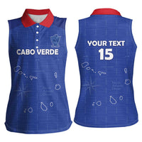 Custom Cape Verde Football Women Sleeveless Polo Shirt Come On Tubaroes Azuis - Blue - Wonder Print Shop