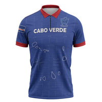Custom Cape Verde Football Zipper Polo Shirt Come On Tubaroes Azuis - Blue - Wonder Print Shop