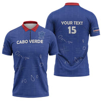 Custom Cape Verde Football Zipper Polo Shirt Come On Tubaroes Azuis - Blue - Wonder Print Shop