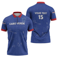 Custom Cape Verde Football Zipper Polo Shirt Come On Tubaroes Azuis - Blue - Wonder Print Shop