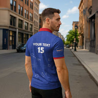 Custom Cape Verde Football Zipper Polo Shirt Come On Tubaroes Azuis - Blue - Wonder Print Shop