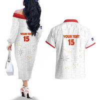 Custom Cape Verde Football Couples Matching Off The Shoulder Long Sleeve Dress and Hawaiian Shirt Come On Tubaroes Azuis - White - Wonder Print Shop