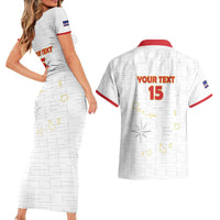 Custom Cape Verde Football Couples Matching Short Sleeve Bodycon Dress and Hawaiian Shirt Come On Tubaroes Azuis - White - Wonder Print Shop