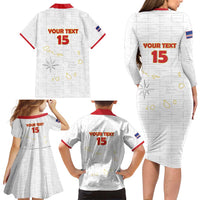 Custom Cape Verde Football Family Matching Long Sleeve Bodycon Dress and Hawaiian Shirt Come On Tubaroes Azuis - White - Wonder Print Shop