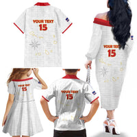 Custom Cape Verde Football Family Matching Off The Shoulder Long Sleeve Dress and Hawaiian Shirt Come On Tubaroes Azuis - White - Wonder Print Shop