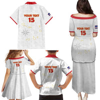 Custom Cape Verde Football Family Matching Puletasi and Hawaiian Shirt Come On Tubaroes Azuis - White - Wonder Print Shop