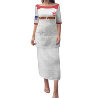 Custom Cape Verde Football Family Matching Puletasi and Hawaiian Shirt Come On Tubaroes Azuis - White - Wonder Print Shop