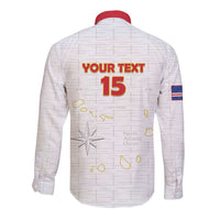 Custom Cape Verde Football Long Sleeve Button Shirt Come On Tubaroes Azuis - White - Wonder Print Shop