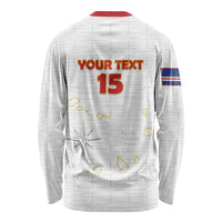 Custom Cape Verde Football Long Sleeve Shirt Come On Tubaroes Azuis - White - Wonder Print Shop