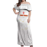 Custom Cape Verde Football Off Shoulder Maxi Dress Come On Tubaroes Azuis - White - Wonder Print Shop