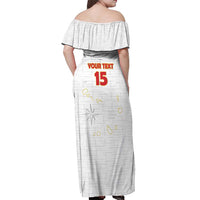 Custom Cape Verde Football Off Shoulder Maxi Dress Come On Tubaroes Azuis - White - Wonder Print Shop