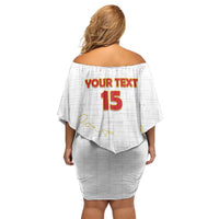 Custom Cape Verde Football Off Shoulder Short Dress Come On Tubaroes Azuis - White - Wonder Print Shop