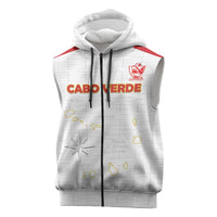 Custom Cape Verde Football Sleeveless Zip Hoodie Come On Tubaroes Azuis - White - Wonder Print Shop