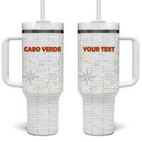 Custom Cape Verde Football Tumbler With Handle Come On Tubaroes Azuis - White - Wonder Print Shop