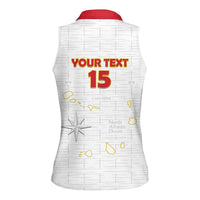 Custom Cape Verde Football Women Sleeveless Polo Shirt Come On Tubaroes Azuis - White - Wonder Print Shop