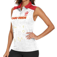 Custom Cape Verde Football Women Sleeveless Polo Shirt Come On Tubaroes Azuis - White - Wonder Print Shop