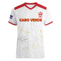 Custom Cape Verde Football Women V-Neck T-Shirt Come On Tubaroes Azuis - White - Wonder Print Shop