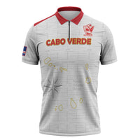 Custom Cape Verde Football Zipper Polo Shirt Come On Tubaroes Azuis - White - Wonder Print Shop