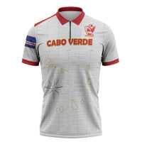 Custom Cape Verde Football Zipper Polo Shirt Come On Tubaroes Azuis - White - Wonder Print Shop
