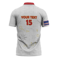 Custom Cape Verde Football Zipper Polo Shirt Come On Tubaroes Azuis - White - Wonder Print Shop