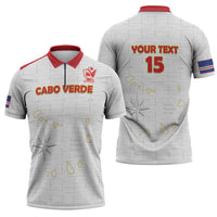 Custom Cape Verde Football Zipper Polo Shirt Come On Tubaroes Azuis - White - Wonder Print Shop