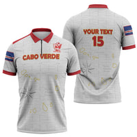 Custom Cape Verde Football Zipper Polo Shirt Come On Tubaroes Azuis - White - Wonder Print Shop