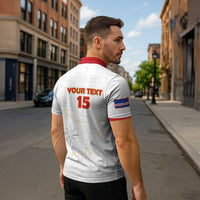 Custom Cape Verde Football Zipper Polo Shirt Come On Tubaroes Azuis - White - Wonder Print Shop