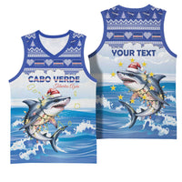 Personalized Cape Verde Football Christmas Basketball Jersey Feliz Natal Tubaroes Azuis - Wonder Print Shop