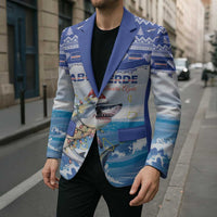 Personalized Cape Verde Football Christmas Blazer Feliz Natal Tubaroes Azuis - Wonder Print Shop