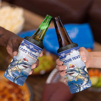 Personalized Cape Verde Football Christmas 4 in 1 Can Cooler Tumbler Feliz Natal Tubaroes Azuis - Wonder Print Shop