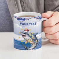 Personalized Cape Verde Football Christmas Ceramic Mug Feliz Natal Tubaroes Azuis - Wonder Print Shop