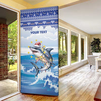Personalized Cape Verde Football Christmas Door Cover Feliz Natal Tubaroes Azuis - Wonder Print Shop