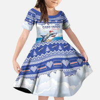 Personalized Cape Verde Football Christmas Family Matching Long Sleeve Bodycon Dress and Hawaiian Shirt Feliz Natal Tubaroes Azuis - Wonder Print Shop