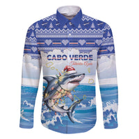 Personalized Cape Verde Football Christmas Family Matching Off The Shoulder Long Sleeve Dress and Hawaiian Shirt Feliz Natal Tubaroes Azuis - Wonder Print Shop