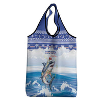 Cape Verde Football Christmas Grocery Bag Feliz Natal Tubaroes Azuis - Wonder Print Shop
