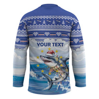 Personalized Cape Verde Football Christmas Hockey Jersey Feliz Natal Tubaroes Azuis - Wonder Print Shop