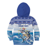 Personalized Cape Verde Football Christmas Kid Hoodie Feliz Natal Tubaroes Azuis - Wonder Print Shop