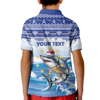 Personalized Cape Verde Football Christmas Kid Polo Shirt Feliz Natal Tubaroes Azuis - Wonder Print Shop