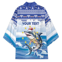 Personalized Cape Verde Football Christmas Kimono Feliz Natal Tubaroes Azuis - Wonder Print Shop