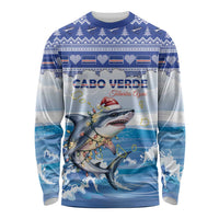 Personalized Cape Verde Football Christmas Long Sleeve Shirt Feliz Natal Tubaroes Azuis - Wonder Print Shop