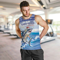 Personalized Cape Verde Football Christmas Men Tank Top Feliz Natal Tubaroes Azuis - Wonder Print Shop