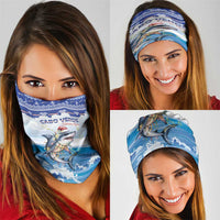 Cape Verde Football Christmas Neck Gaiter Feliz Natal Tubaroes Azuis - Wonder Print Shop