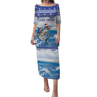 Personalized Cape Verde Football Christmas Puletasi Feliz Natal Tubaroes Azuis - Wonder Print Shop