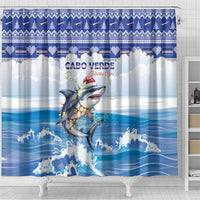 Cape Verde Football Christmas Shower Curtain Feliz Natal Tubaroes Azuis - Wonder Print Shop