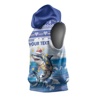 Personalized Cape Verde Football Christmas Sleeveless Hoodie Feliz Natal Tubaroes Azuis - Wonder Print Shop
