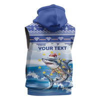 Personalized Cape Verde Football Christmas Sleeveless Zip Hoodie Feliz Natal Tubaroes Azuis - Wonder Print Shop