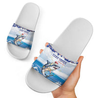 Cape Verde Football Christmas Slide Sandals Feliz Natal Tubaroes Azuis - Wonder Print Shop