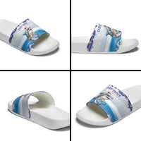Cape Verde Football Christmas Slide Sandals Feliz Natal Tubaroes Azuis - Wonder Print Shop