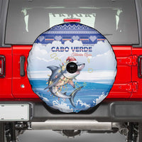 Cape Verde Football Christmas Spare Tire Cover Feliz Natal Tubaroes Azuis - Wonder Print Shop
