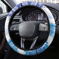Cape Verde Football Christmas Steering Wheel Cover Feliz Natal Tubaroes Azuis - Wonder Print Shop